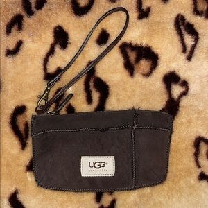 UGG Chocolate Brown wristlet with Wrist Strap